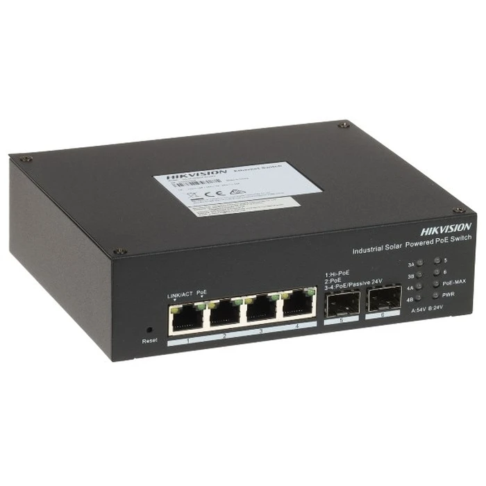 Hikvision DS-3T1506HP-EI-UPS LinkVu - Βιομηχανικός 6-θύρων Gigabit PoE Switch με ενσωματωμένο UPS (για ηλιακές εφαρμογές)