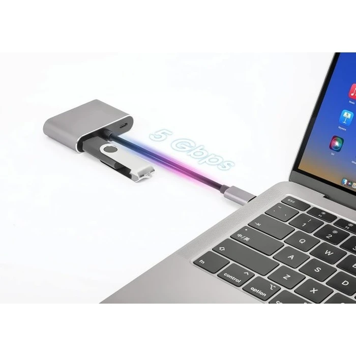 iBox IUHCHDVGA USB Type-C Hub 4‑σε‑1 (1x USB-A 3.2, 1x USB-C PD 100W, 1x HDMI 4K@30Hz, 1x VGA Full HD)