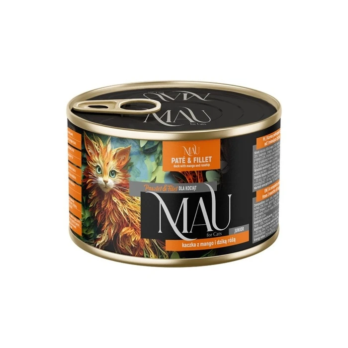 MAU Pate and Fillet Junior Duck with Mango and Rosehip - Wet Cat Food 185 g - Dolina Noteci