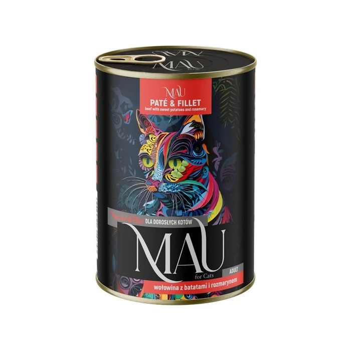 MAU Pate and Fillet Beef with Sweet Potatoes and Rosemary - Wet Cat Food - 400 g - Dolina Noteci