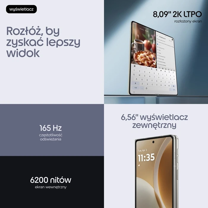 Motorola razr fold 8.09" Dual SIM Android 16.0 5G, 16GB RAM, 512GB, 6000mAh, White (PANTONE Lily White)