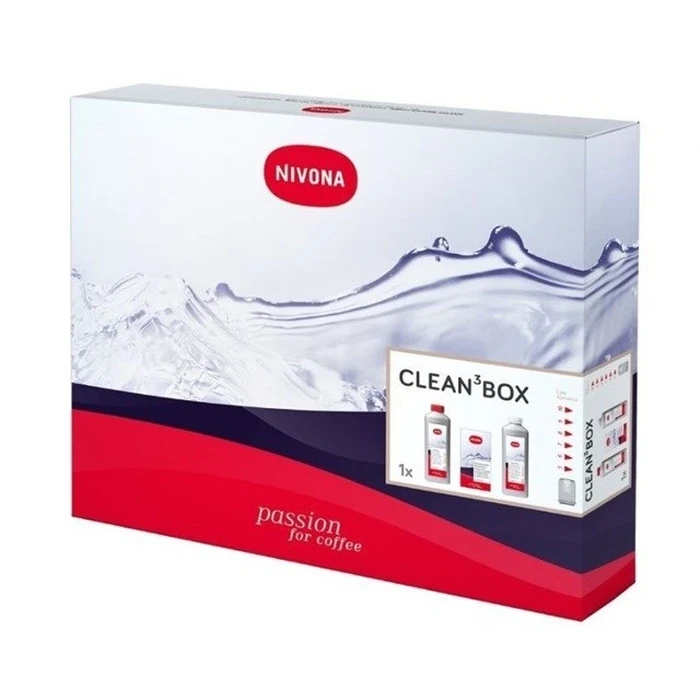 NIVONA CLEAN 3 BOX Coffee Machine Cleaning Kit – Descaler 500 ml, 10 Cleaning Tablets, CreamClean 500 ml