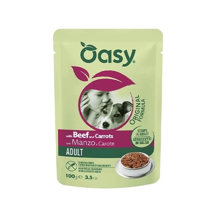 OASY Strips in Gravy Adult με Βοδινό και Καρότο - Υγρή Τροφή για Σκύλους - 100 g