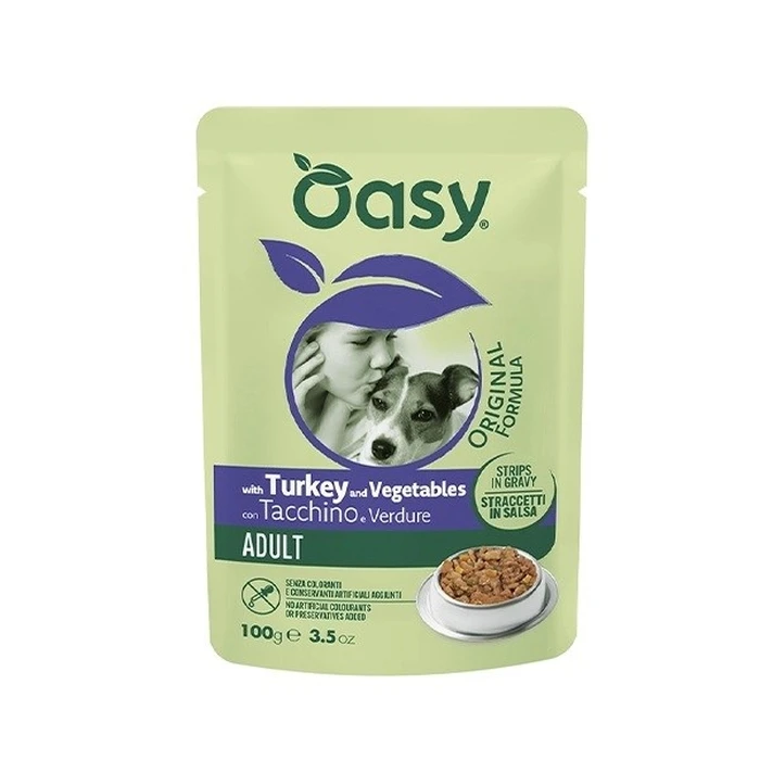OASY Strips σε Σάλτσα για Ενήλικες με Γαλοπούλα και Λαχανικά - Υγρή Τροφή για Σκύλους - 100 g