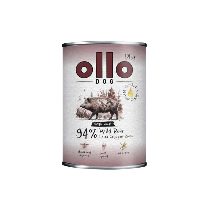 OLLO Plus Collagen Mono Wild boar - Wet Dog Food - 800 g