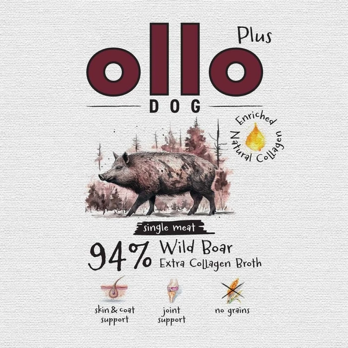 OLLO Plus Collagen Mono Wild boar - Wet Dog Food - 800 g