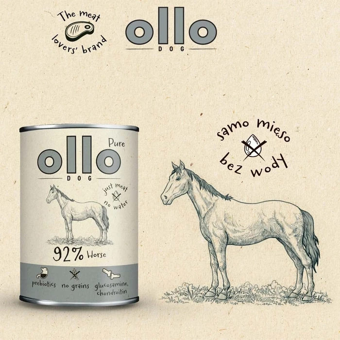 OLLO Pure Horse Mono - Υγρή Τροφή για Σκύλους 850 g (Άλογο)