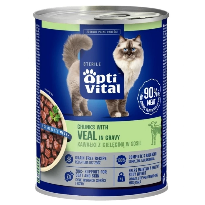 PreVital OPTIVITAL Sterile with Veal in Gravy - Wet Cat Food - 415 g