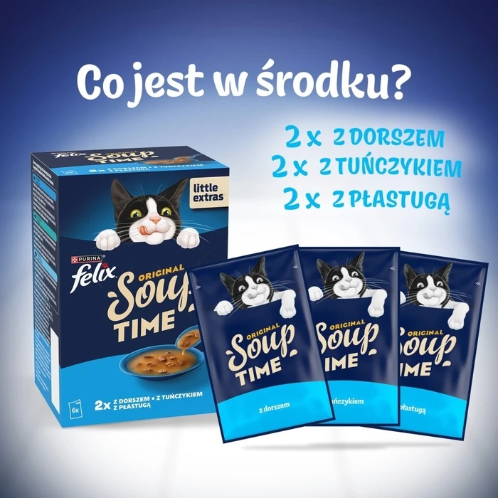 PURINA Felix Original Soup Time Box Fish - Υγρή τροφή για γάτες 6x48g