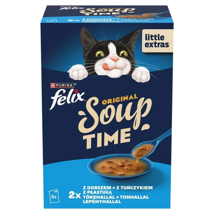 PURINA Felix Original Soup Time Box Fish - Υγρή τροφή για γάτες 6x48g