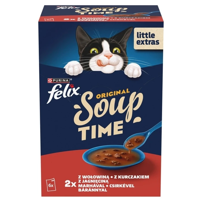 PURINA Felix Original Soup Time Box Beef, Lamb, Chicken - Wet Cat Food - 6x48g