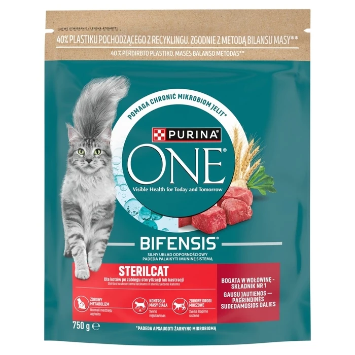PURINA One Bifensis Sterilcat Rich in Beef - Dry Cat Food - 750 g