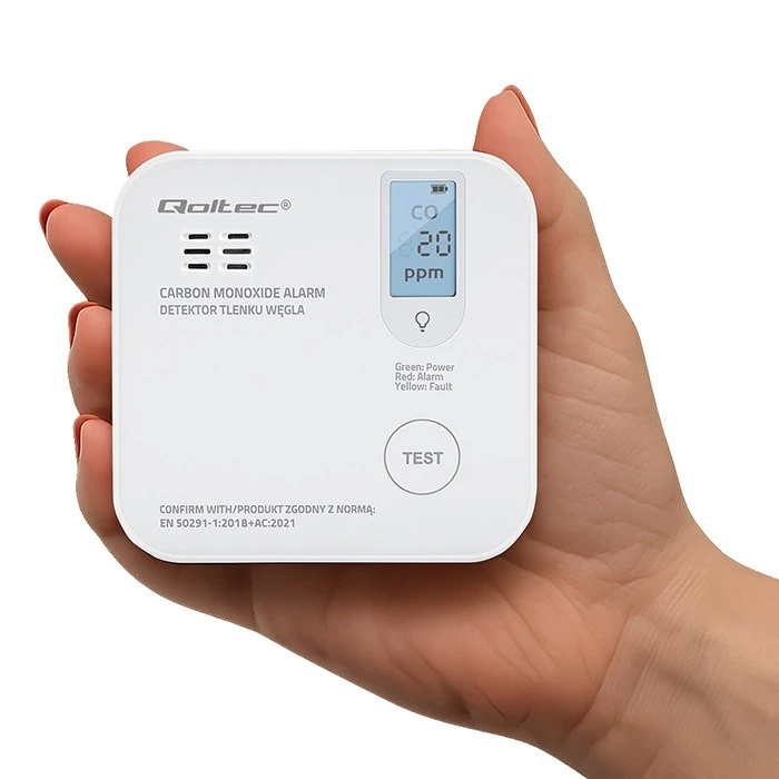 Qoltec 52577 Wireless Carbon Monoxide (CO) Detector with LCD – 10-year Sensor, CR123A Battery Included