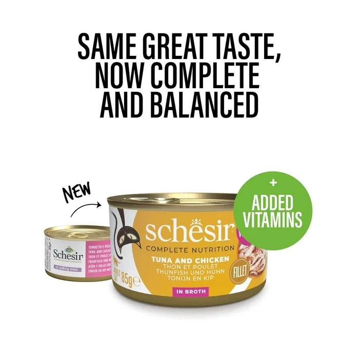 Schesir Tuna with Chicken and Rice in Cooking Water - Wet Cat Food - 85 g