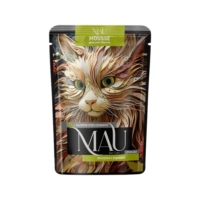 Teo MAU Mousse Sterilised Venison με μούρα - Υγρή τροφή για στειρωμένες γάτες, 85 g