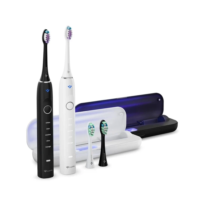 TrueLife SonicBrush Clean70 UV Duo Sonic Toothbrush (Duo, 2 handles) – Black / White