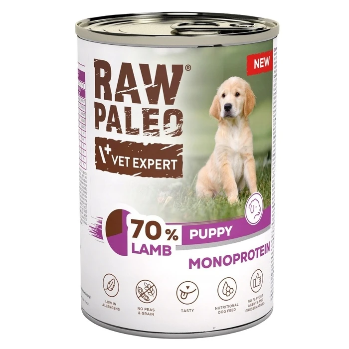 VETEXPERT Raw Paleo Μονό Αρνί για Κουτάβια - Υγρή Τροφή σε Κονσέρβα 400 g