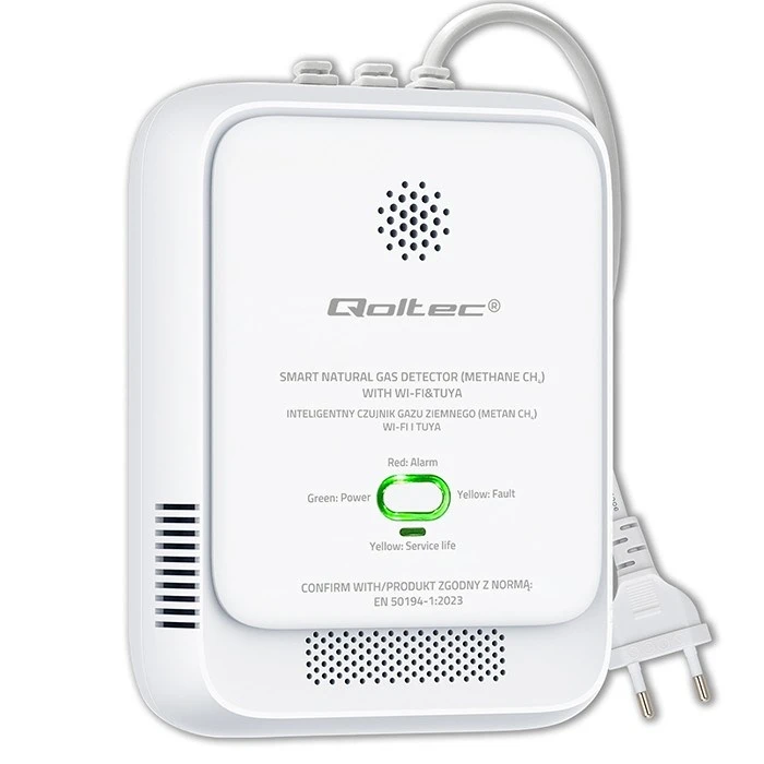 Qoltec 52651 Natural Gas (CH4) Leak Detector Wi‑Fi (Tuya)