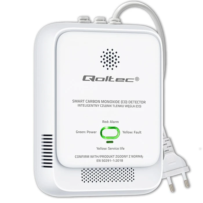 Qoltec 52576 Carbon Monoxide (CO) Detector Alarm 85 dB with LED