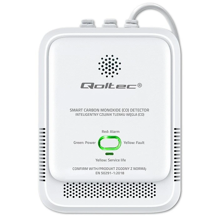 Qoltec 52576 Carbon Monoxide (CO) Detector Alarm 85 dB with LED
