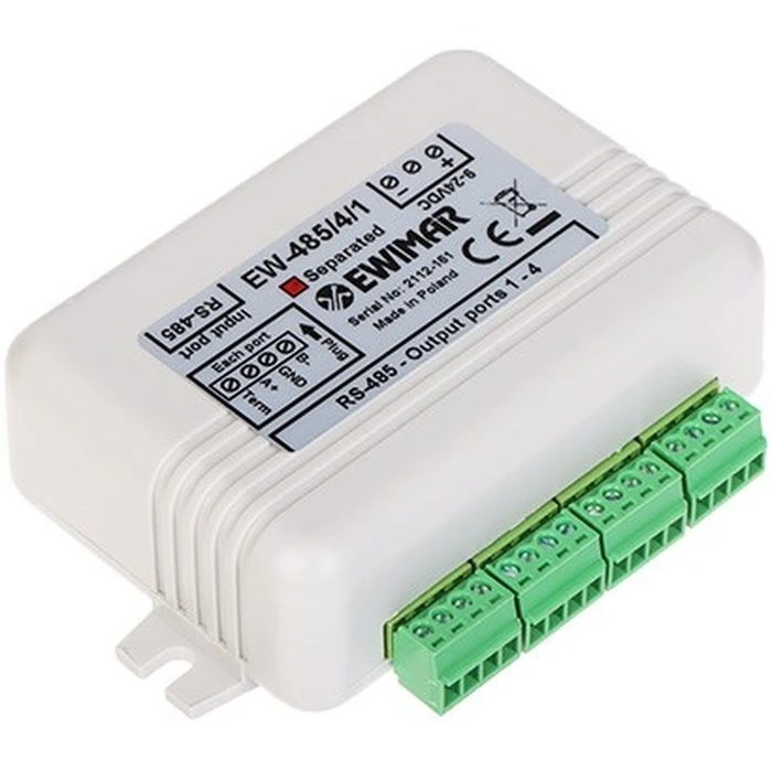 EWIMAR RS-485 Bus Distributor with Optical Isolation, Model EW-485/4/1/SO