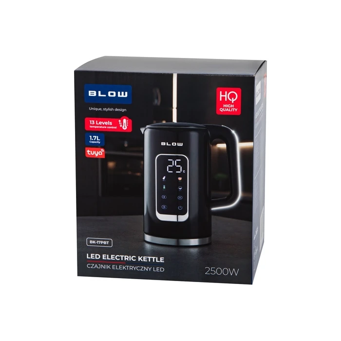 Ηλεκτρικός βραστήρας Blow BK-17PBT 2500W με οθόνη και Wi‑Fi (TUYA), 1.7 L, Μαύρος