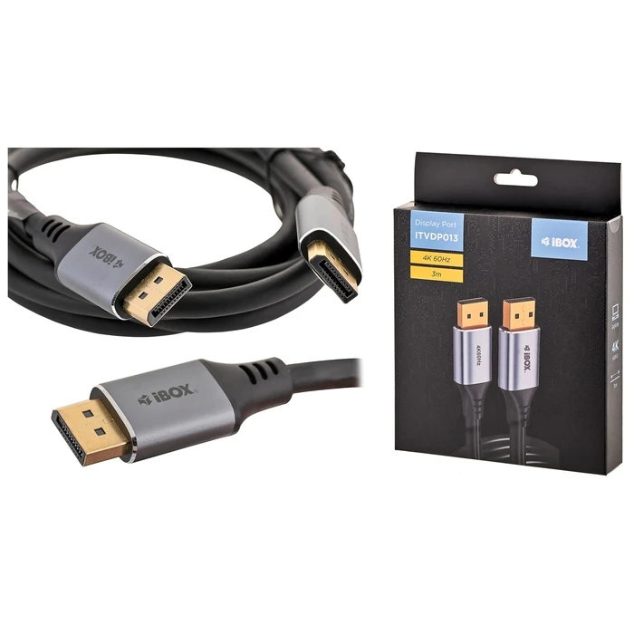 Καλώδιο DisplayPort iBox ITVDP013 3 μ. 4K 60Hz βύσμα χρυσό