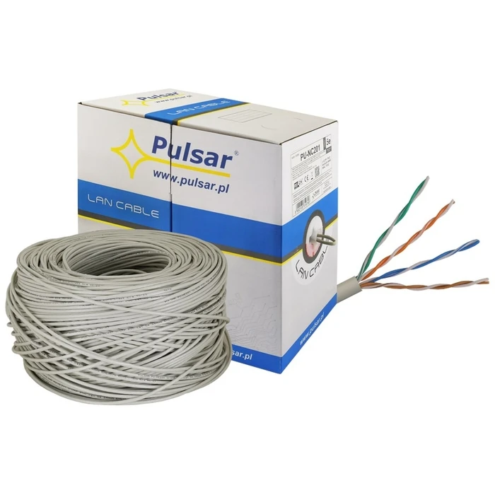 Καλώδιο Δικτύου Twisted Pair Pulsar PU-NC201 U/UTP Cat5e 24AWG 305m Γκρι