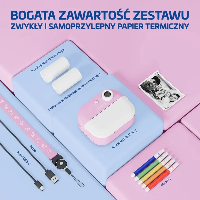 Παιδική φωτογραφική μηχανή LAMAX InstaKid2 Play, ροζ