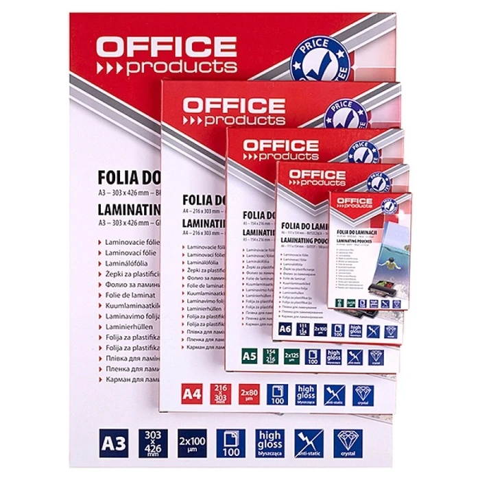 Won Lami OFFICE PRODUCTS A4 Laminating Film 2x80 microns Glossy, 100 Sheets, Transparent