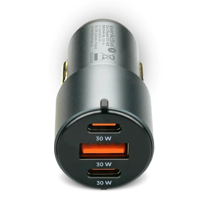 Φορτιστής Αυτοκινήτου everActive CC-40Q USB QC3.0 + 2x USB-C PD 60W
