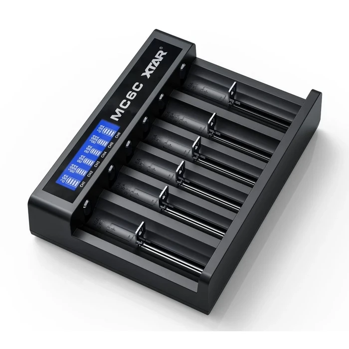 XTAR MC6C 6-Slot Li-ion Battery Charger (USB Input, LCD Display)