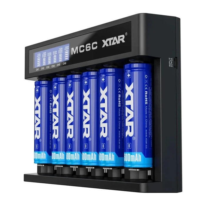 XTAR MC6C 6-Slot Li-ion Battery Charger (USB Input, LCD Display)