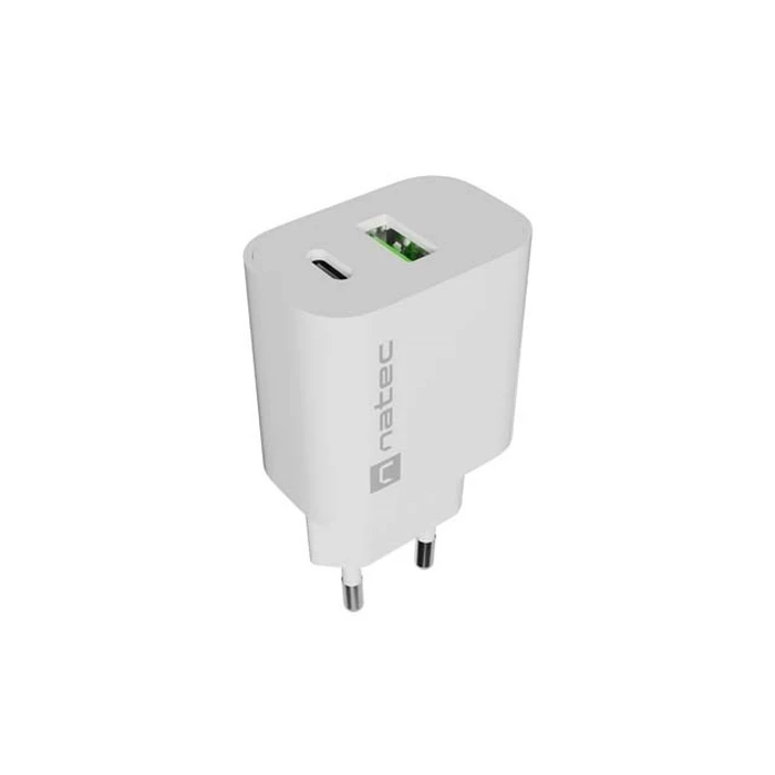 Natec Ribera Wall Charger 20W (1x USB-A + 1x USB-C) White - NUC-2396