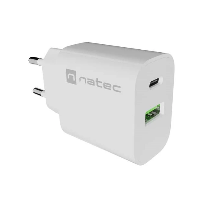 Natec Ribera Wall Charger 20W (1x USB-A + 1x USB-C) White - NUC-2396