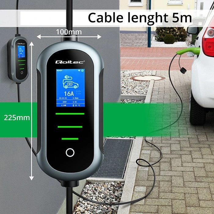 Qoltec 52435 EV Car Charger 3.5 kW (Type 2, 5 m, adjustable 16 A)