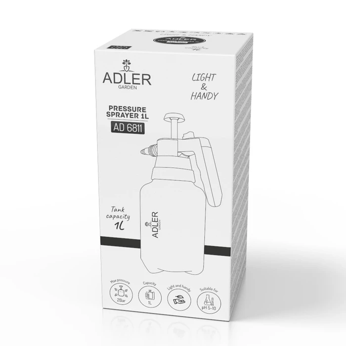 Ψεκαστήρας ADLER AD 6811 χειροκίνητος 1L λευκό/πορτοκαλί