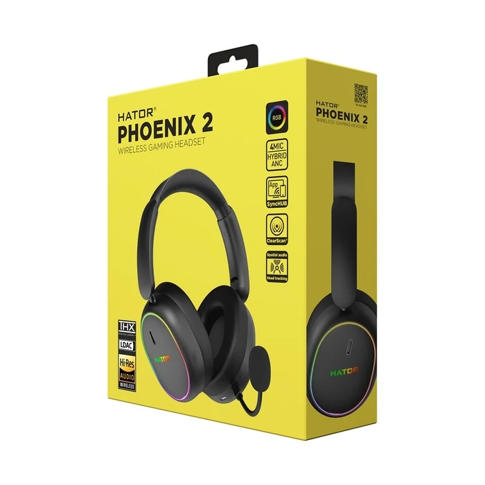 HATOR Phoenix 2 Ασύρματο Over Ear Gaming Headset Bluetooth / USB Μαύρο