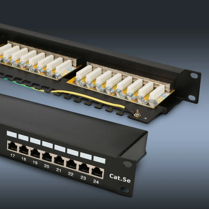 Extralink Patch Panel Shielded για Rack 1U 19" 24 Θύρων CAT5e Μαύρο EX.9823