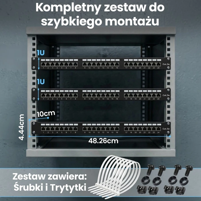 Extralink Patch Panel Shielded για Rack 1U 19" 24 Θύρων CAT5e Μαύρο EX.9823