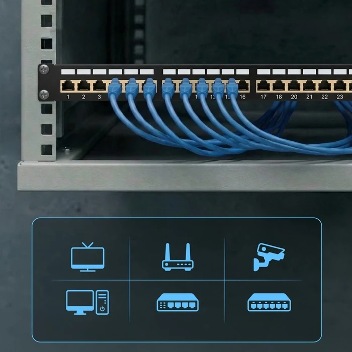 Extralink Patch Panel Shielded για Rack 1U 19" 24 Θύρων CAT5e Μαύρο EX.9823