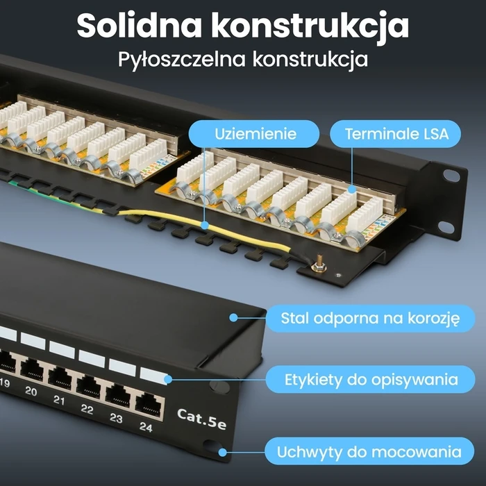 Extralink Patch Panel Shielded για Rack 1U 19" 24 Θύρων CAT5e Μαύρο EX.9823