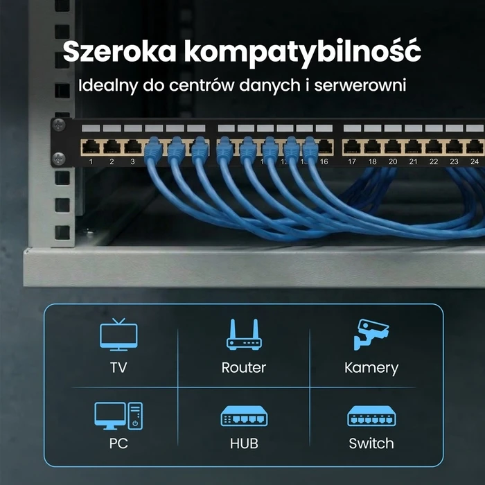 Extralink Patch Panel Shielded για Rack 1U 19" 24 Θύρων CAT5e Μαύρο EX.9823