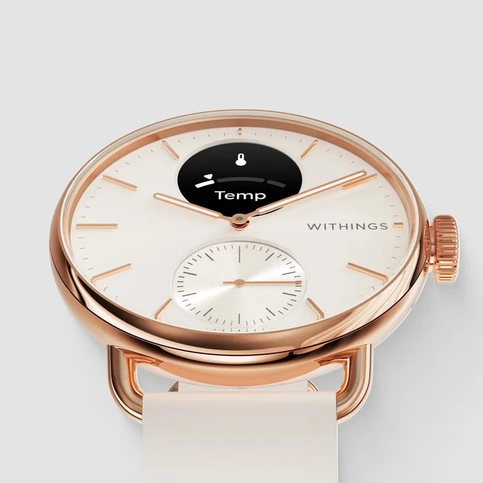 Withings ScanWatch 2 Stainless Steel 38mm (Sand) - Hybrid Smartwatch with ECG, SpO2, TempTech24/7, Health Sense OS 3