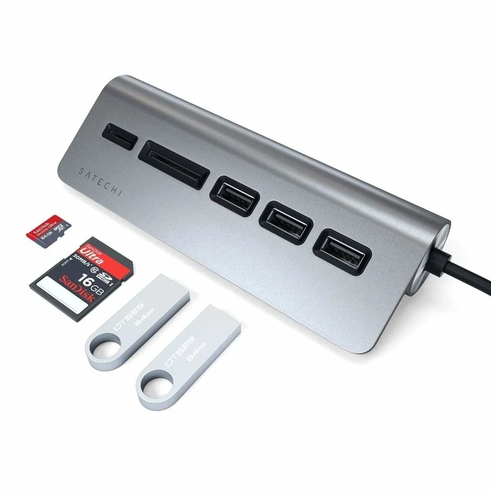 Satechi Hub 4 Θύρων USB 2.0 με σύνδεση USB-C Ασημί ST-TCHCRM