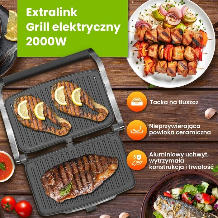 Extralink Επιτραπέζια Ηλεκτρική Ψησταριά Αυλακωτής Πλάκας SJ-36 2000W