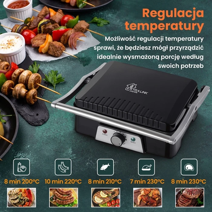 Extralink Επιτραπέζια Ηλεκτρική Ψησταριά Αυλακωτής Πλάκας SJ-36 2000W
