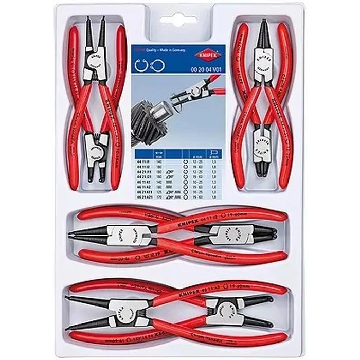 Knipex Snap Ring (Circlip) Pliers Set, 8 pcs, Model 00 20 04 V01