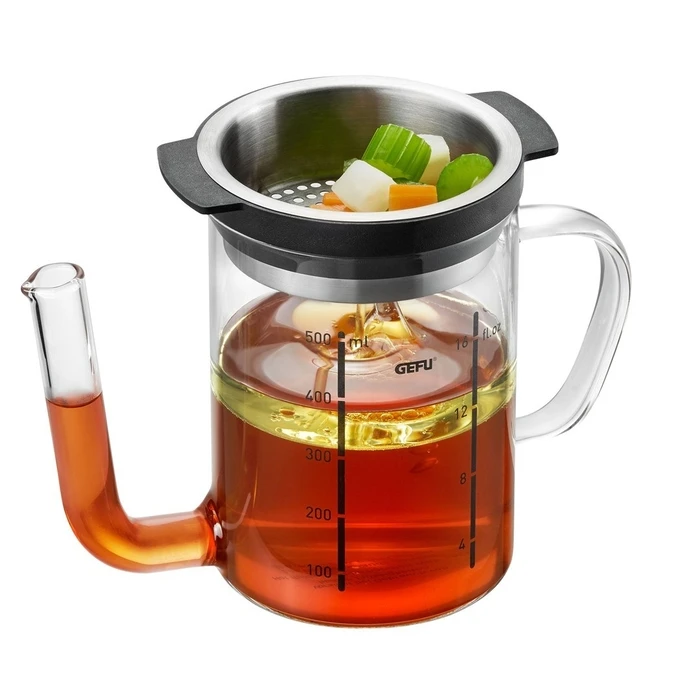 Gefu Δοχείο/Διανομέας 500 ml από βοριοπυριτικό γυαλί με καπάκι από ανοξείδωτο ατσάλι και πλαστικό, 20 x 9,3 cm (21720)