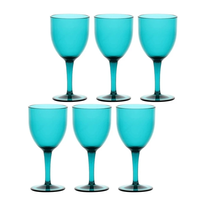 ROSE&TULIPANI FIABA Σετ 6 ακρυλικών ποτηριών κρασιού 400 ml, Τυρκουάζ
